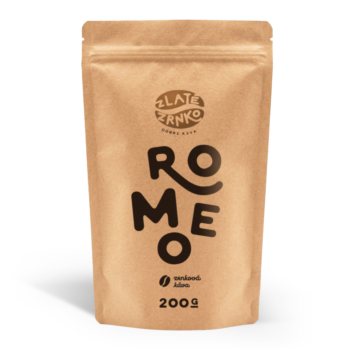 Káva Zlaté Zrnko - Romeo (Směs 85% arabika a 15% robusta) - "UNIVERZÁLNÍ" 200 g
