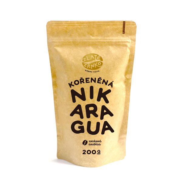Levně Káva Zlaté Zrnko - Nikaragua - "KOŘENĚNÁ" 200 g MLETÁ: Mletí na domácí espresso kávovar a zalévání - turka (jemné)