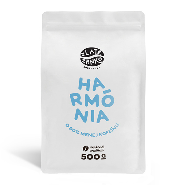 Káva Zlaté Zrnko – Harmonie (o 50 % méně kofeinu) 5OOg